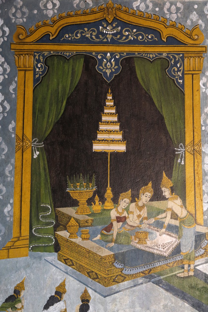 Affresco che raffigura una scena della vita del Buddha nel Wat Phra Doi Suthep, Chiang Mai. Giovane Buddha come principe. Thailandia da Unbekannt
