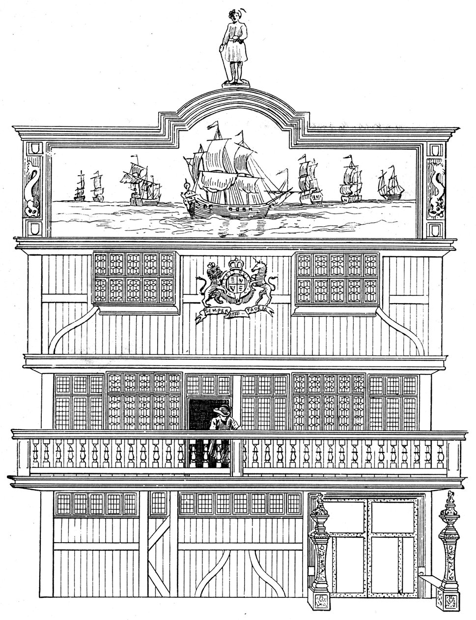 Facciata della vecchia East India House, Londra, 1894 da Unbekannt