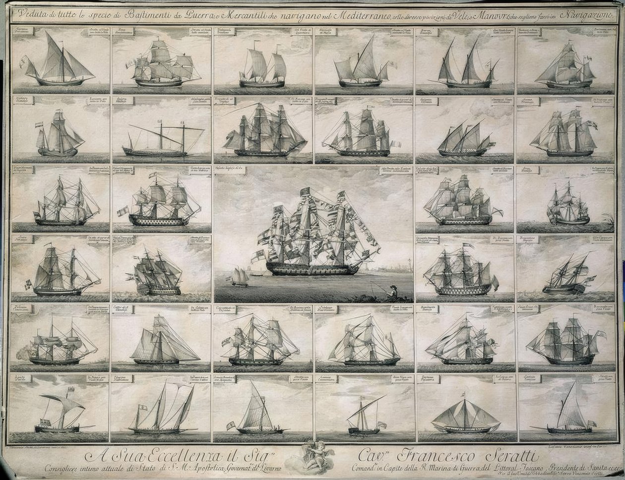 Incisione delle Navi da Guerra e Mercantili che Navigarono nel Mediterraneo da Unbekannt