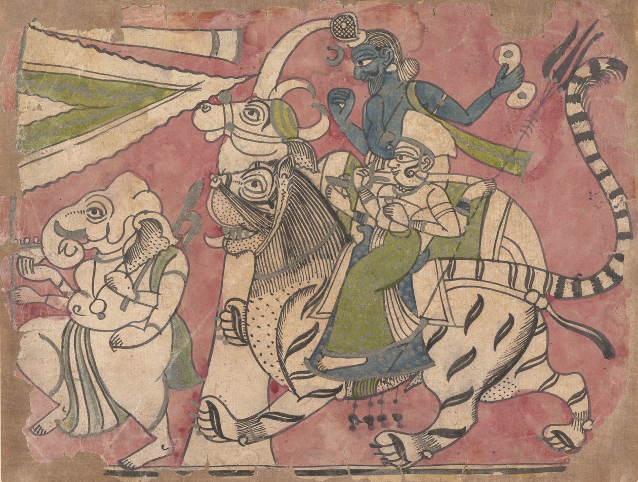 Ganesha guida Shiva e Durga in processione da Unbekannt