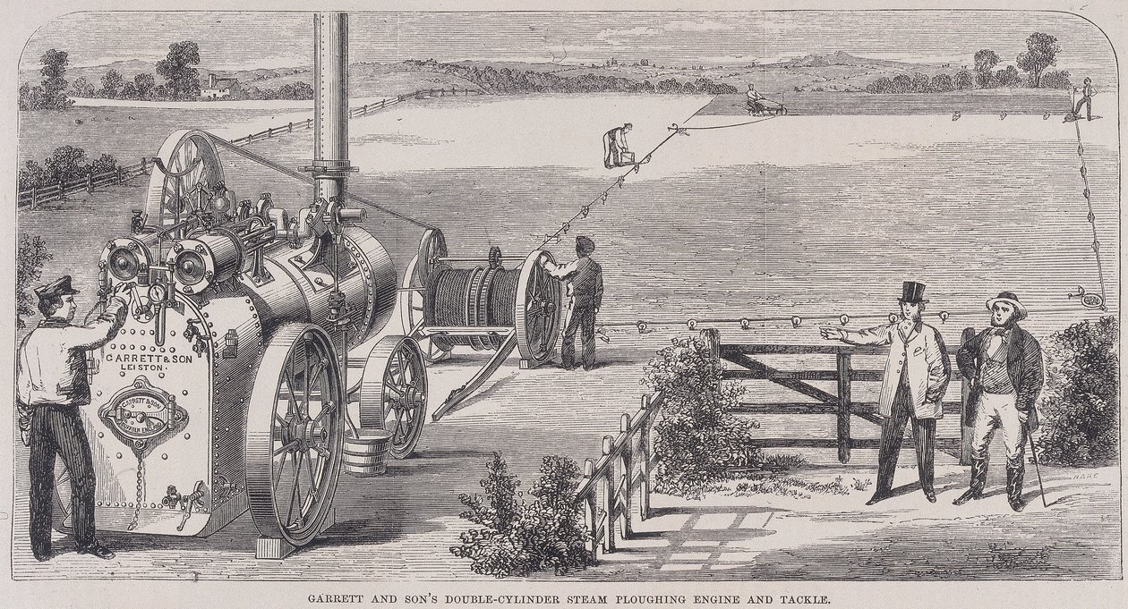 Motore a vapore a doppio cilindro Garrett & Sons e attrezzatura, c1862 da Unbekannt