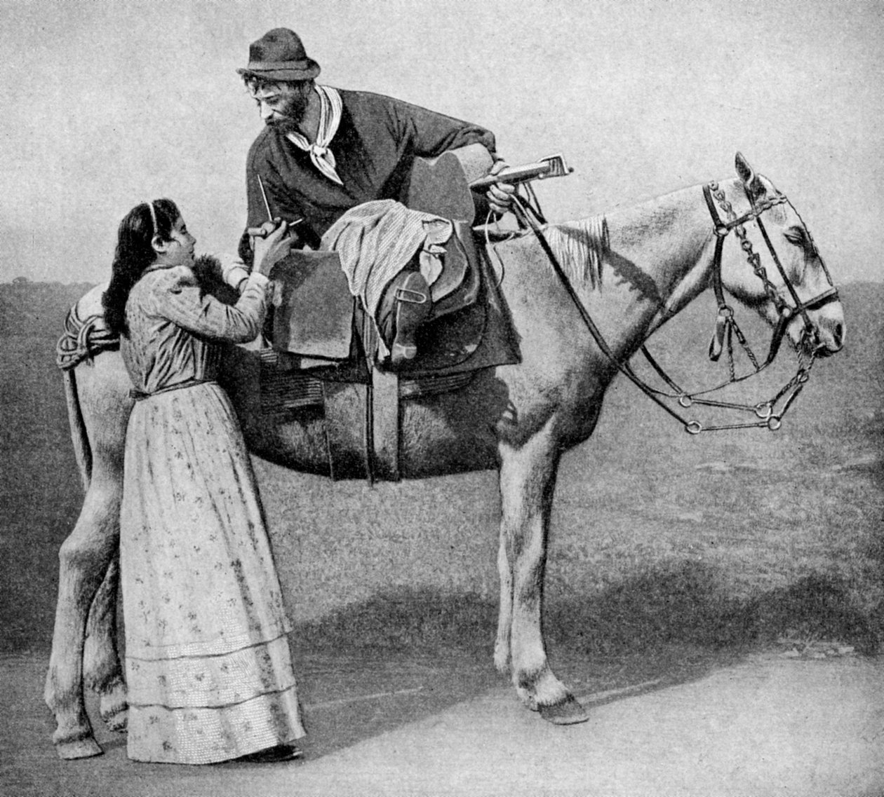 Dolci innamorati gaucho scambiano tazze di mate, Argentina, 1922 da Unbekannt