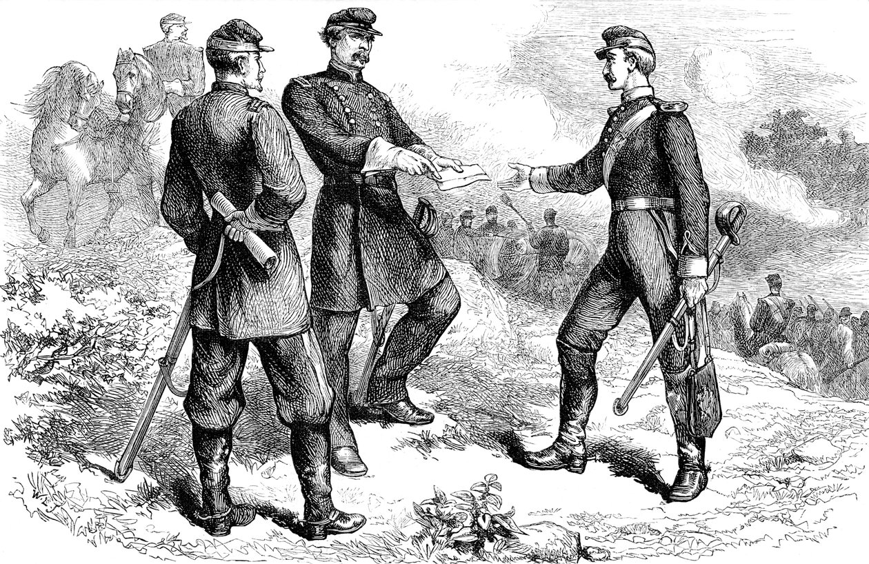 Il generale McClellan alla battaglia di Antietam, Guerra Civile Americana, 1862 c1880 da Unbekannt