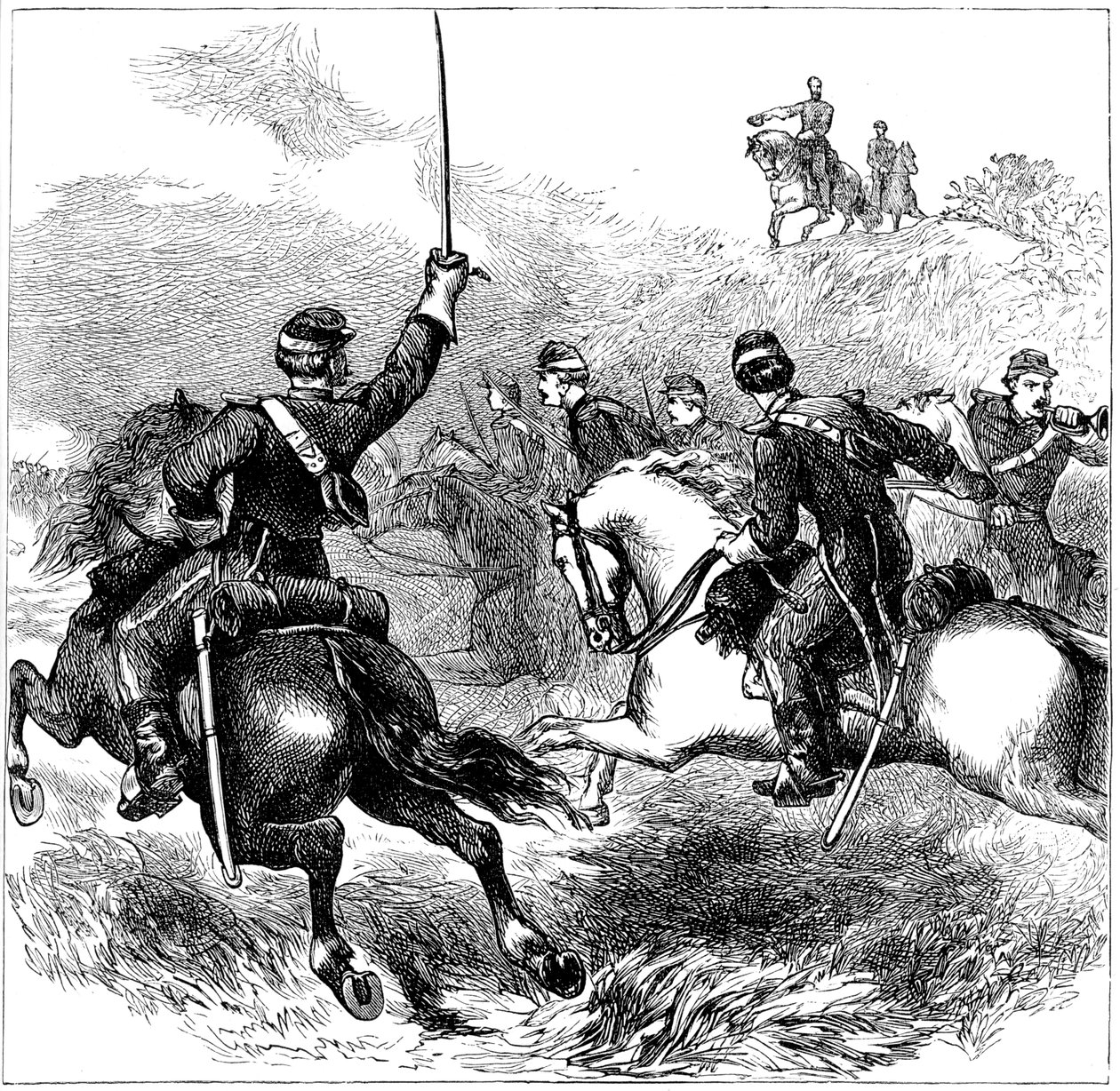 Il generale Sheridan a Cedar Creek, Virginia, Guerra Civile Americana, 1864 c1880 da Unbekannt