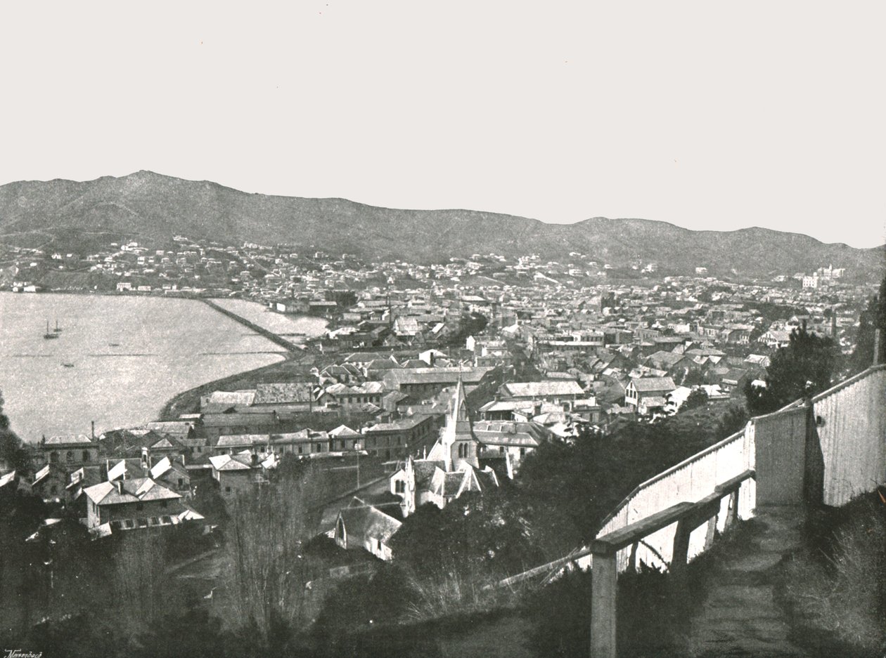 Veduta generale della città, Wellington, Nuova Zelanda, 1895 da Unbekannt
