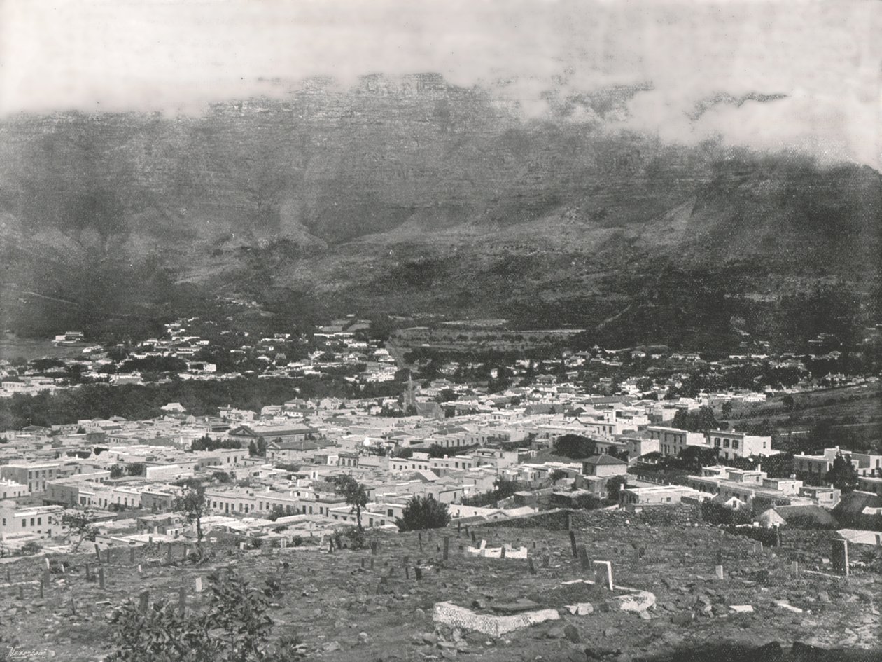 Vista Generale con la Montagna della Tavola Avvolta nella Nebbia, Città del Capo, Sudafrica da Unbekannt