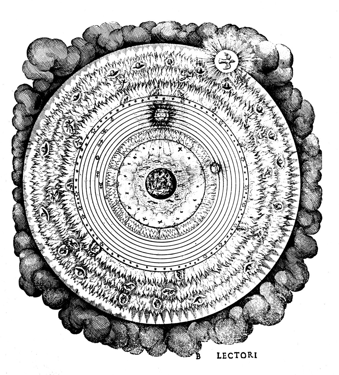 Universo geocentrico o centrato sulla Terra, c. 1617 da Unbekannt