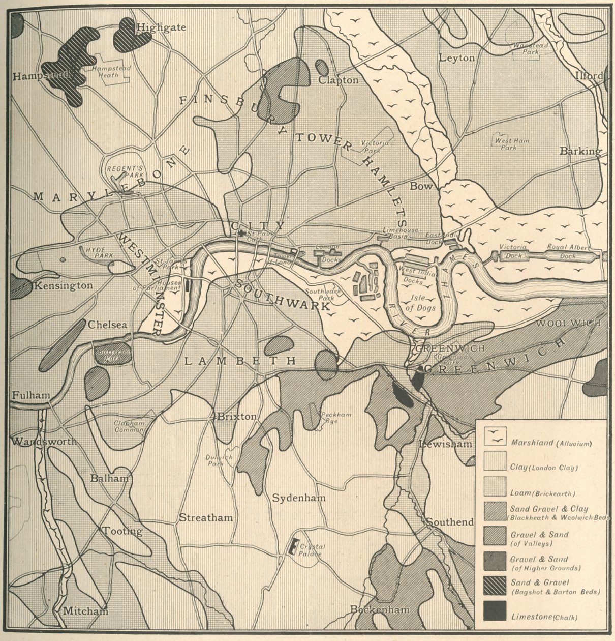 Mappa geologica del sito di Londra, 1908 da Unbekannt