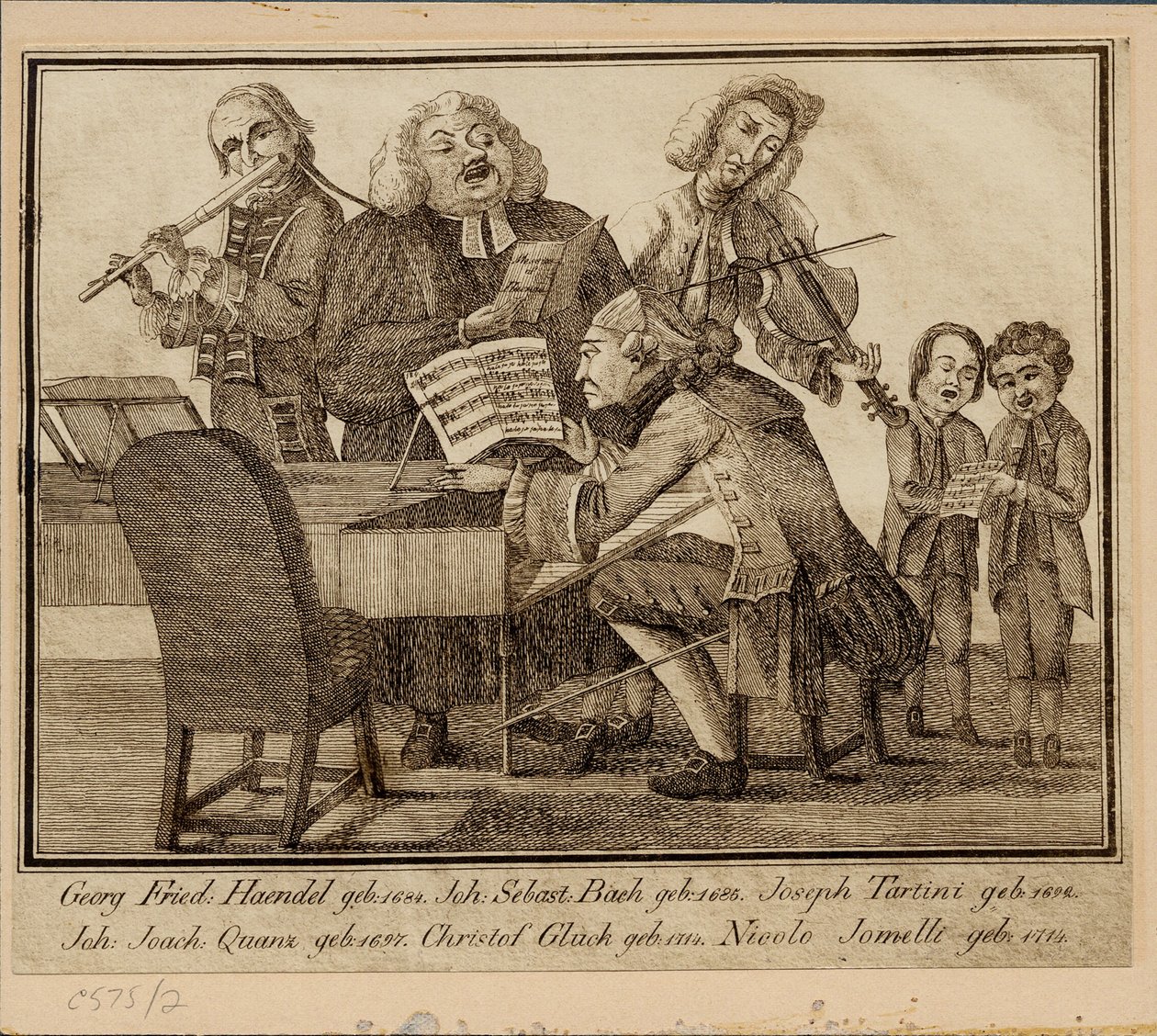 Georg Friedrich Haendel, Johann Sebastian Bach, Giuseppe Tartini, Johann Joachim Quantz, Christoph W da Unbekannt