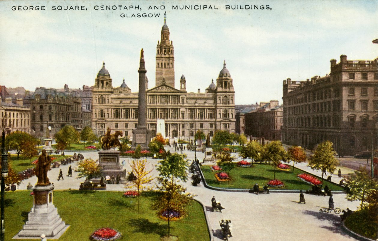 George Square, Cenotafio e Edifici Municipali, Glasgow, fine XIX-inizio XX secolo da Unbekannt