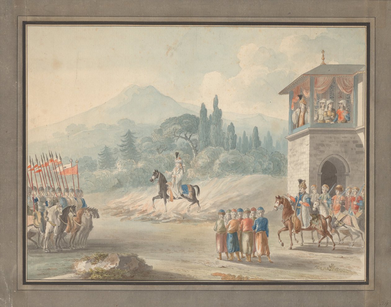 Revisione della cavalleria georgiana, c. 1780 da Unbekannt