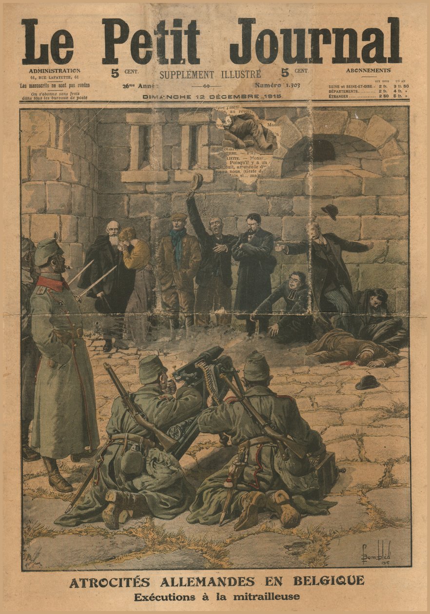 Atrocità tedesche in Belgio: esecuzione con mitragliatrice, 1915 da Unbekannt