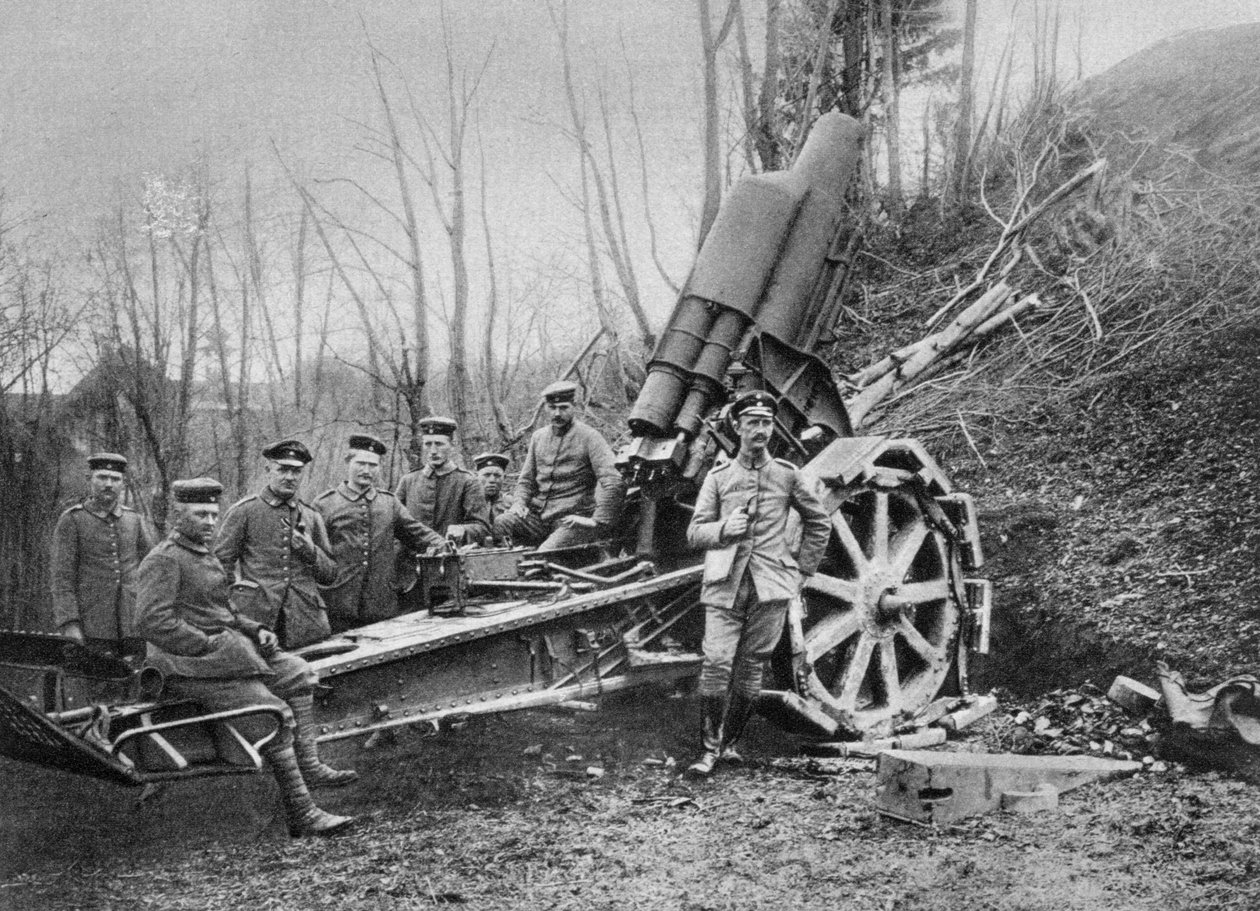 Mortaio tedesco al fronte, Predeal, Romania, Prima Guerra Mondiale, 1916 da Unbekannt