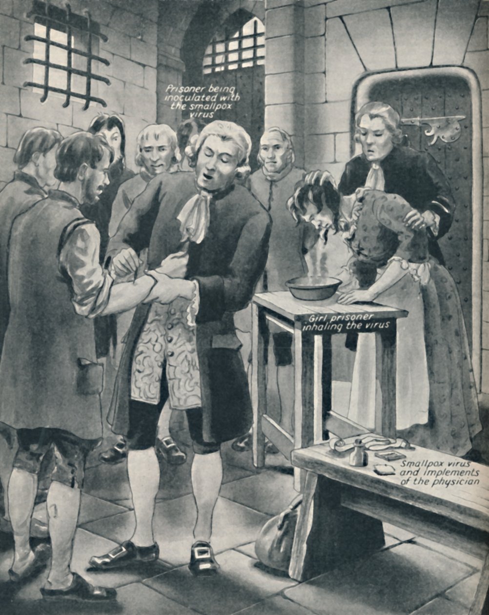 Dare il vaiolo ai prigionieri in prigione, fine XVIII secolo, c1934 da Unbekannt