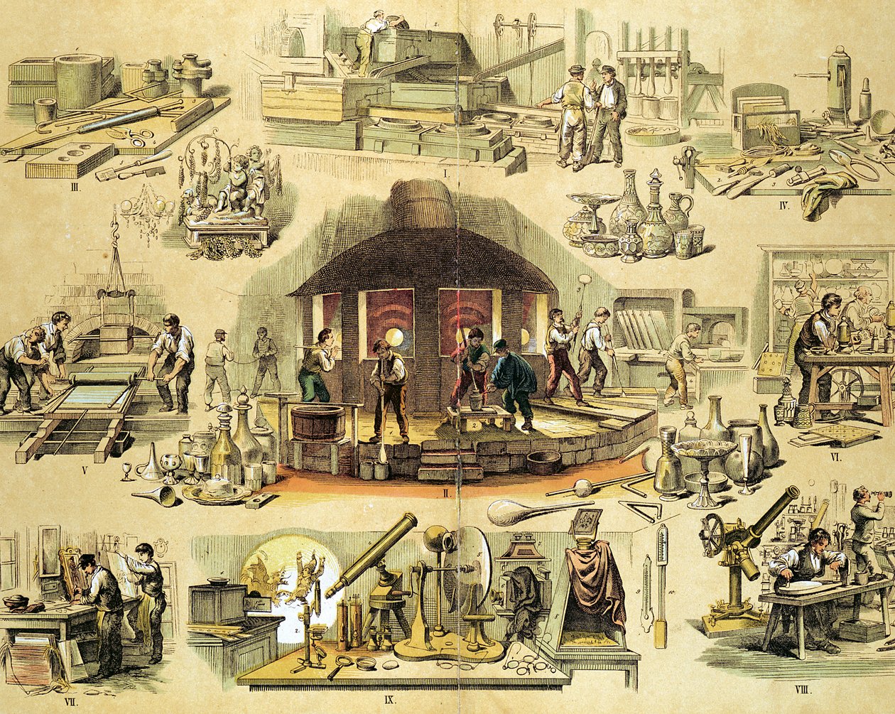 Produzione di vetro, c. 1870 da Unbekannt