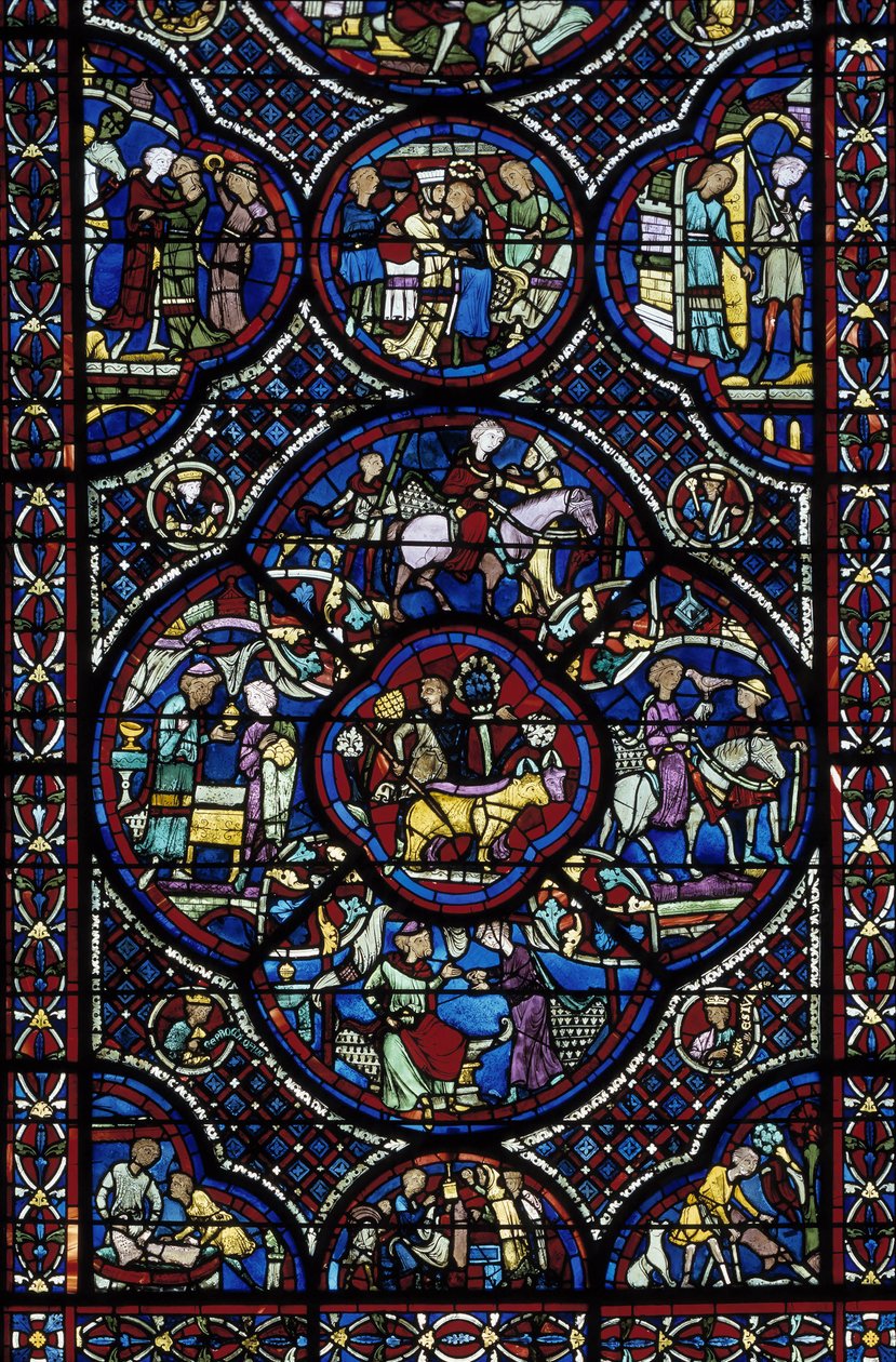 Arte gotica: la vita del bambino prodigio. Vetrata del deambulatorio della Cattedrale di Saint Etienne de Bourges (Loir et Cher) da Unbekannt
