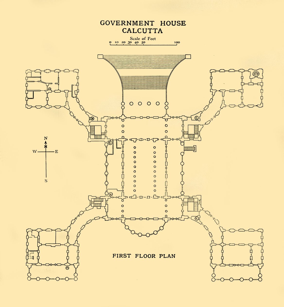 Government House Calcutta - Pianta del primo piano, 1925 da Unbekannt