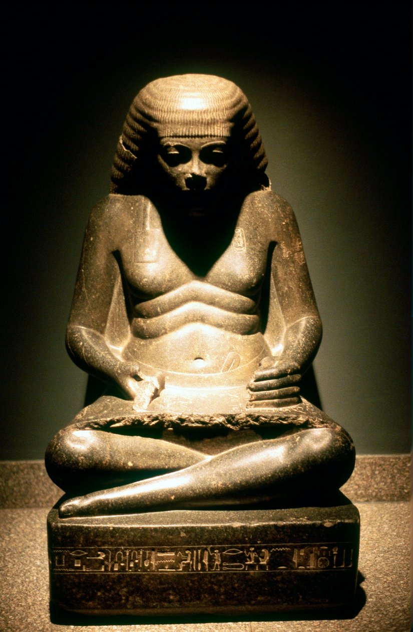 Statua di granito di uno scriba egizio antico seduto, da Karnak, 17ª-18ª dinastia, c1500 a.C. da Unbekannt