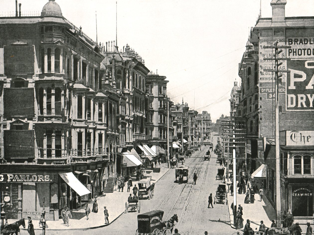 Grant Avenue guardando a nord da Market Street, San Francisco, USA, 1895 da Unbekannt