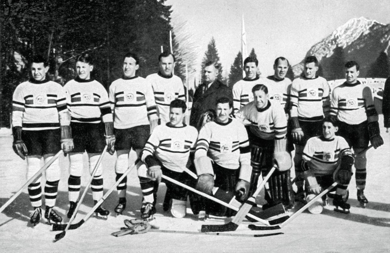 Squadra di hockey su ghiaccio della Gran Bretagna, Giochi Olimpici Invernali, Garmisch-Partenkirchen, Germania, 1936 da Unbekannt