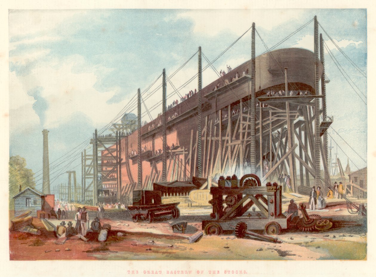 Great Eastern sui cantieri a Millwall sul Tamigi, 1857 da Unbekannt