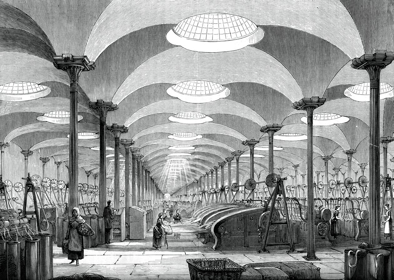 Grande sala nel mulino di lino di Messrs Marshall, Leeds, c1880 da Unbekannt