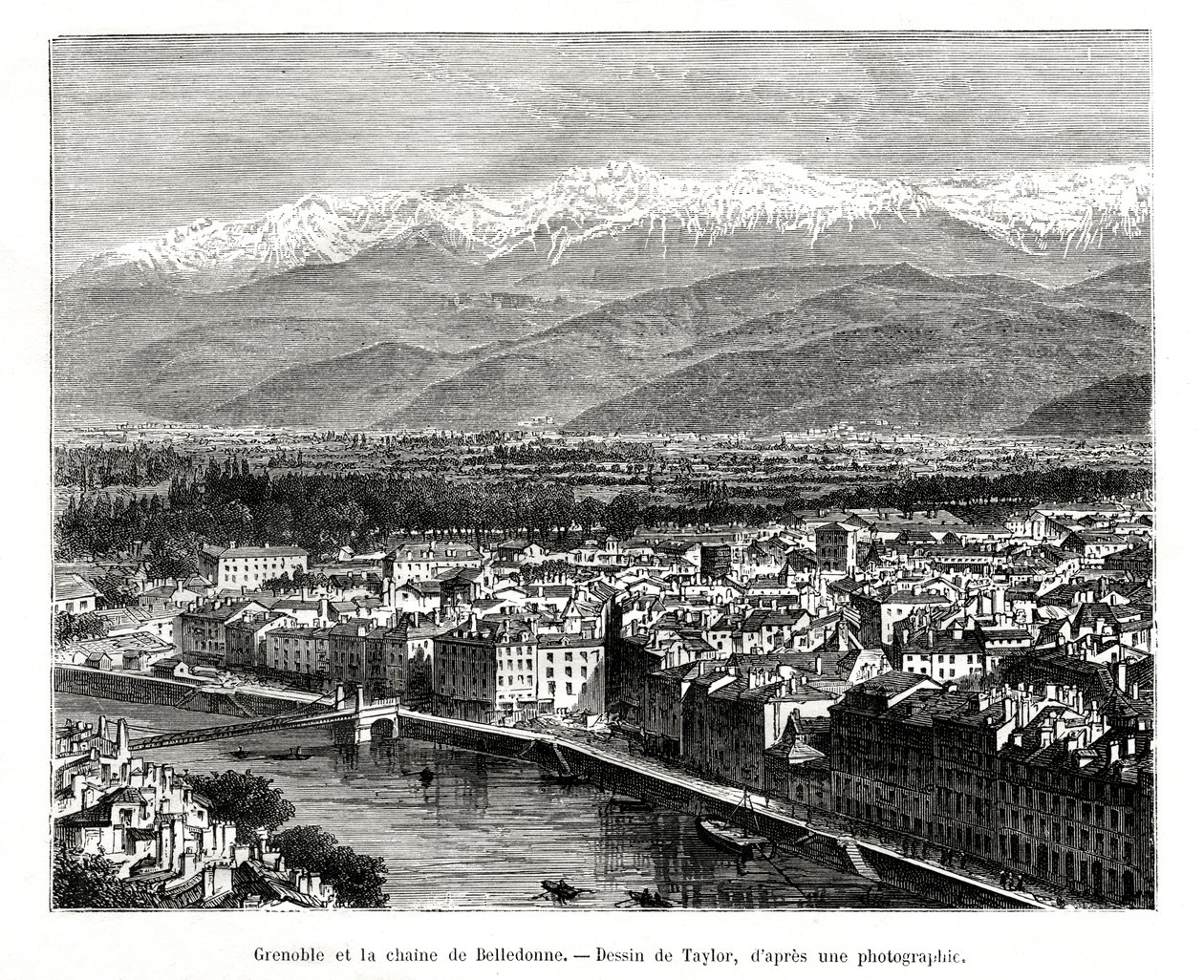 Grenoble dalla catena del Belledonne, Francia, 1886 da Unbekannt