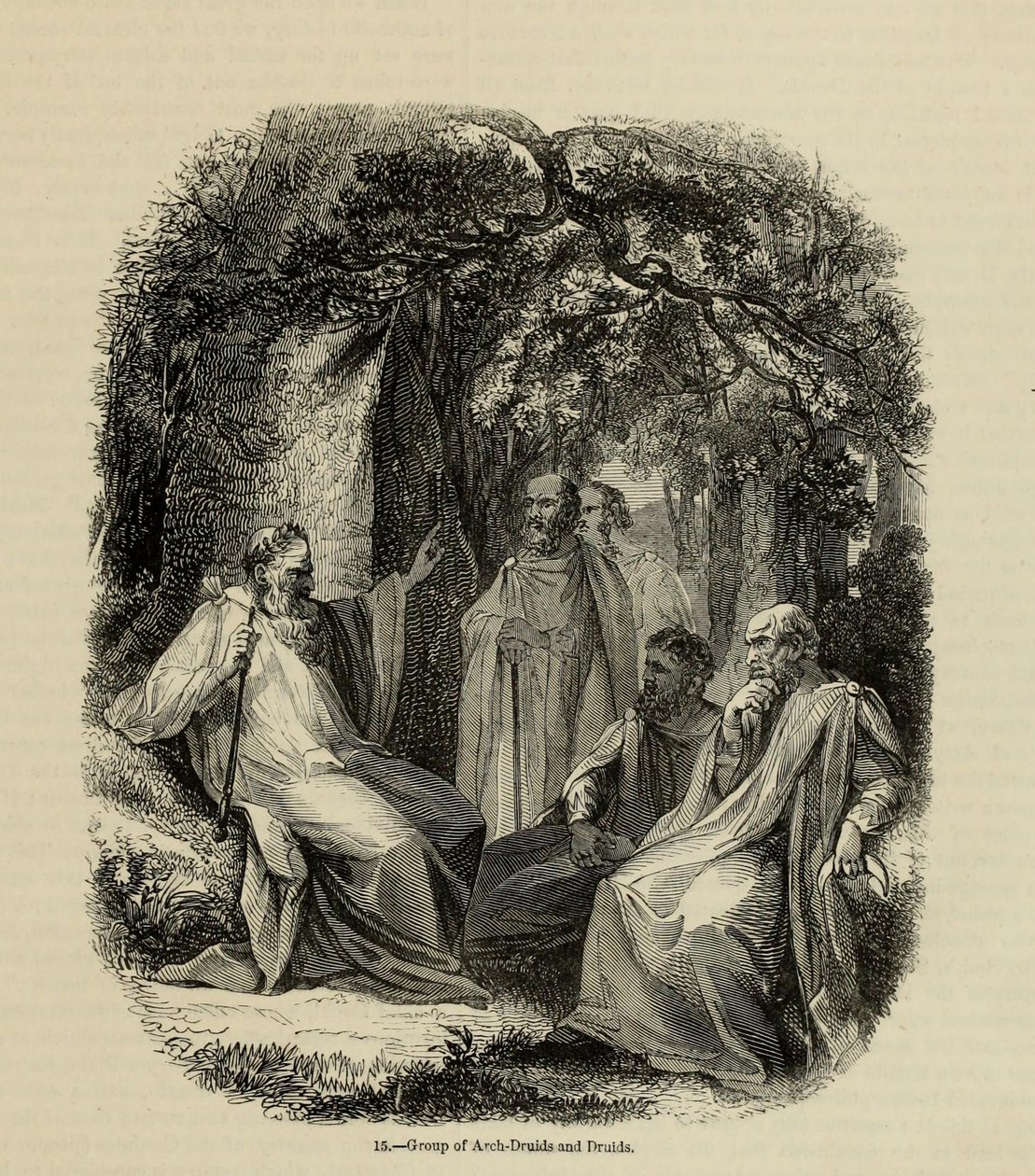 Gruppo di arcidruidi e druidi dal libro Old England: A Pictorial Museum, 1845 da Unbekannt