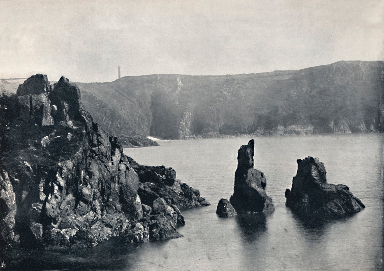 Guernsey - Baia di Moulin Huet, con le rocce del Cane e del Leone, 1895 da Unbekannt