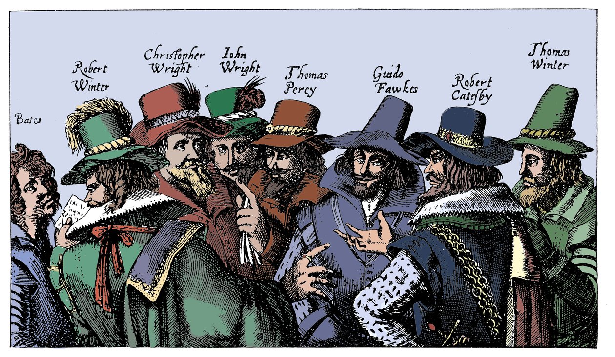 Guy Fawkes e i cospiratori della polvere da sparo, 1605 da Unbekannt