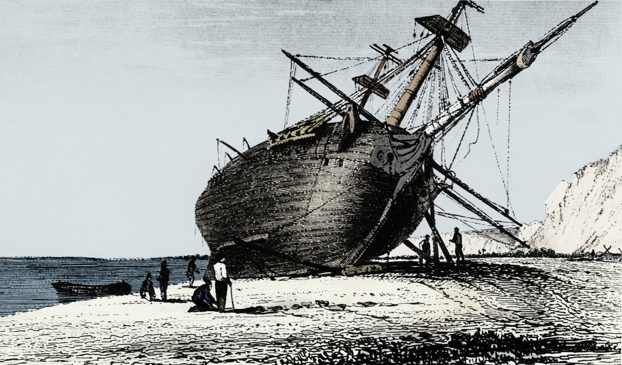 HMS Beagle a terra, Rio Santa Cruz, Patagonia, Sud America da Unbekannt