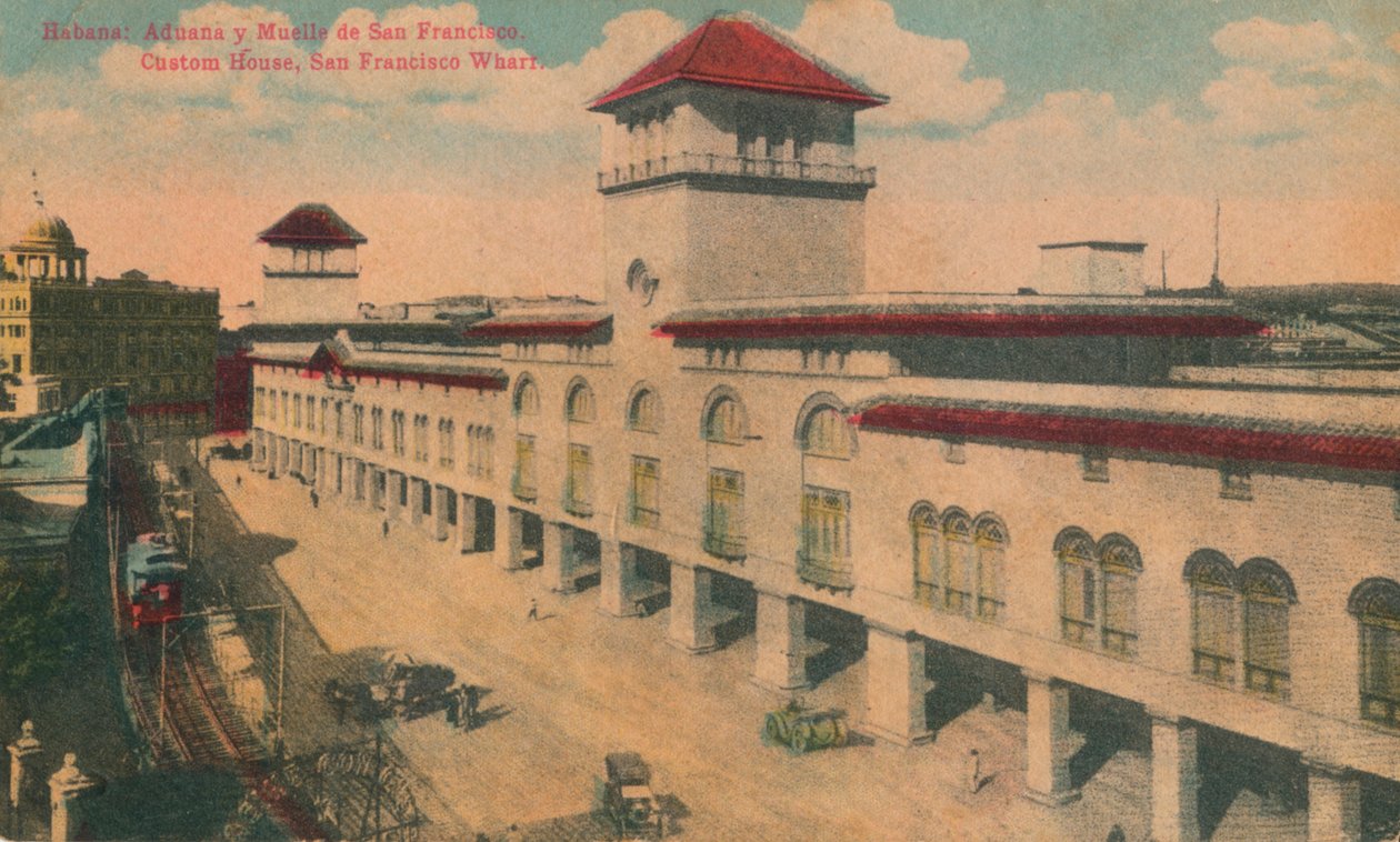 Habana: Aduana y Muelle de San Francisco. Dogana, Molo di San Francisco, Cuba, c. 1910 da Unbekannt