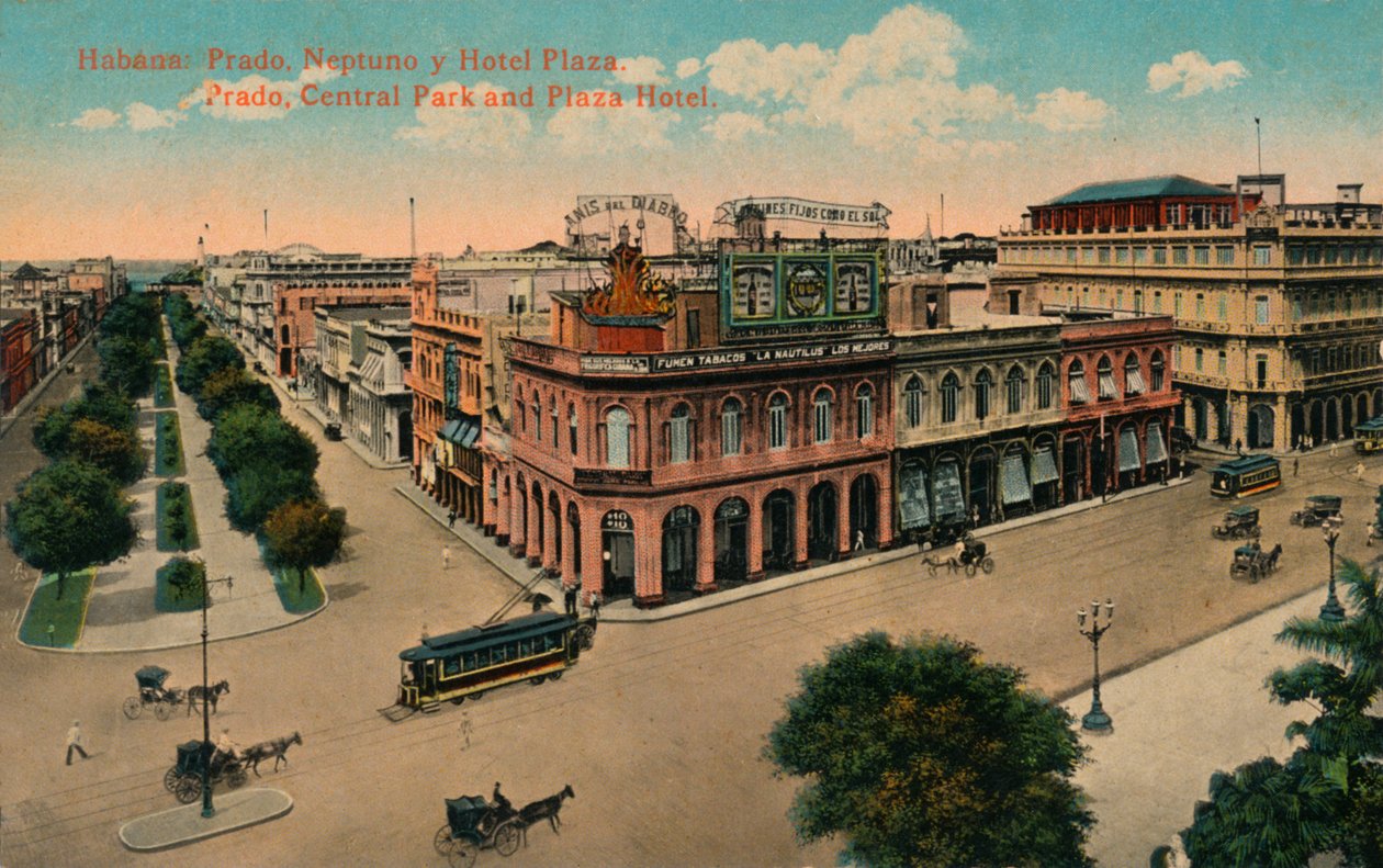 Habana: Prado, Neptuno e Hotel Plaza. Prado, Parco Centrale e Hotel Plaza da Unbekannt