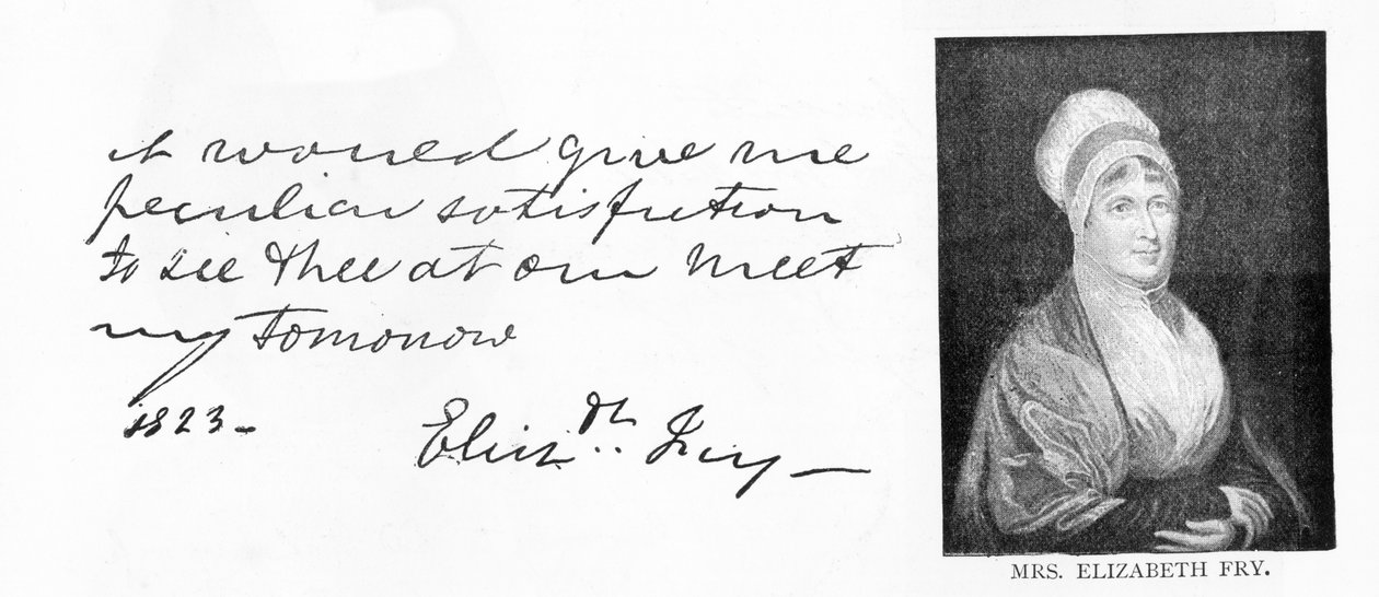 Scrittura e firma di Elizabeth Fry da Unbekannt