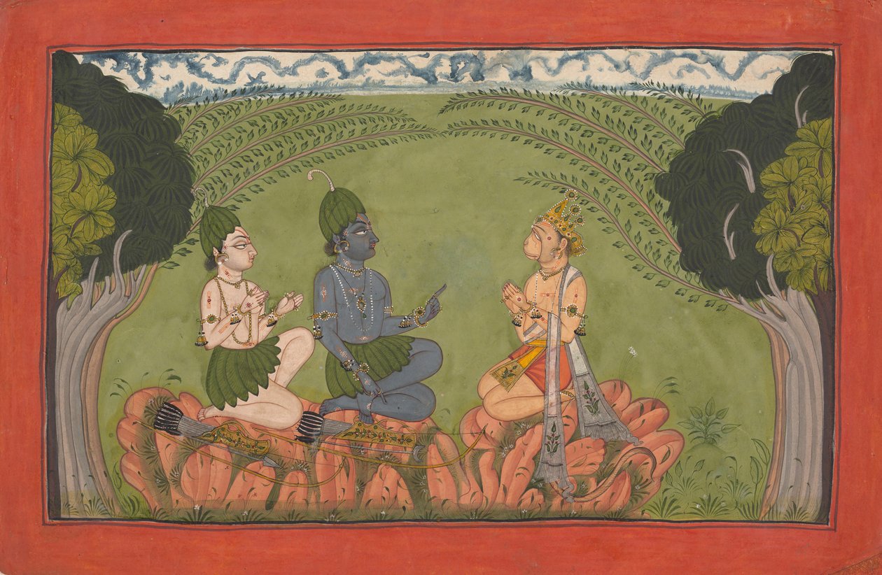Hanuman davanti a Rama e Lakshmana, dalla serie dispersa 