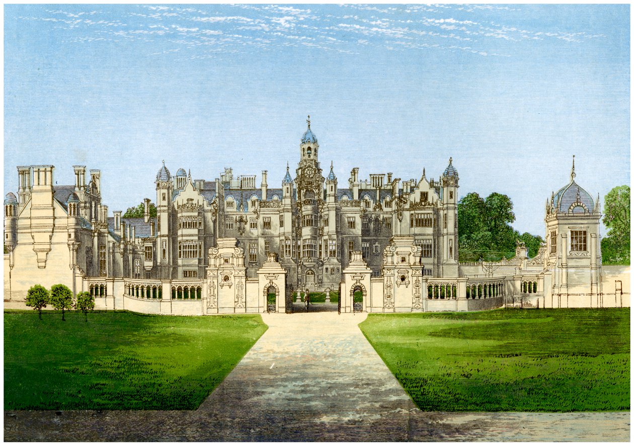 Maniero di Harlaxton, Lincolnshire, casa della famiglia Gregory, c1880 da Unbekannt