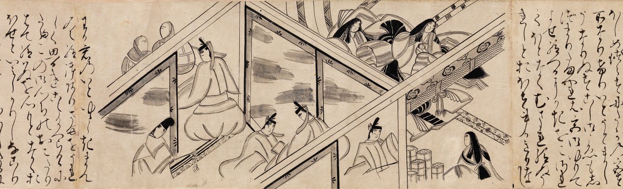 Capitolo Heartvine Aoi da Il Racconto di Genji Genji monogatari, XVI secolo da Unbekannt
