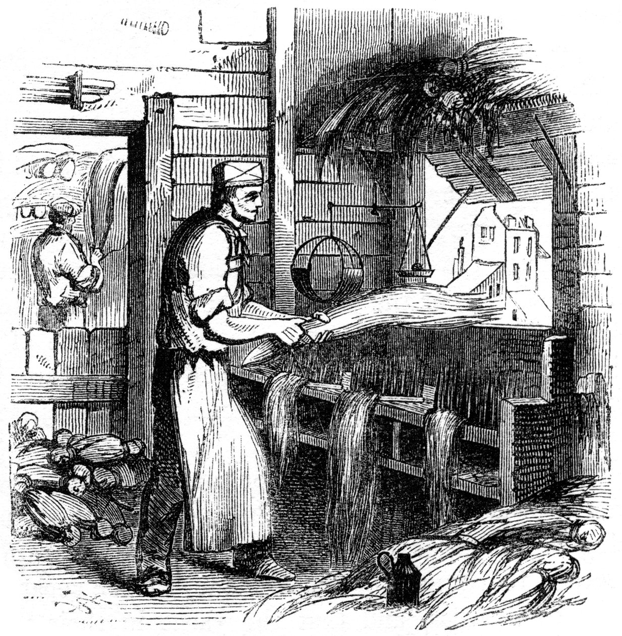 Cardatura della canapa, 1866 da Unbekannt