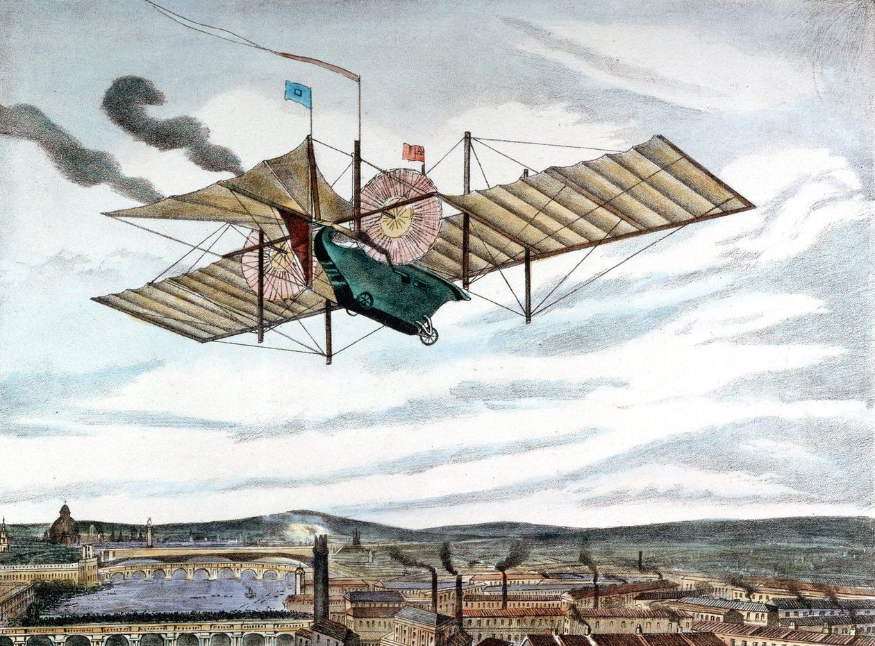Progetto di Henson e Stringfellow per una macchina volante a vapore, 1843 da Unbekannt
