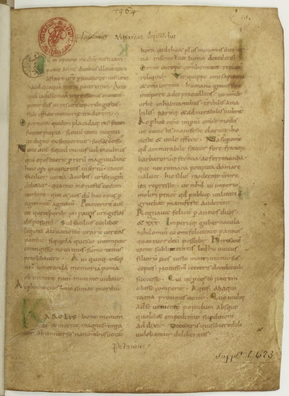 Historia Brittonum di Nennius. Prima pagina del manoscritto, XI secolo da Unbekannt