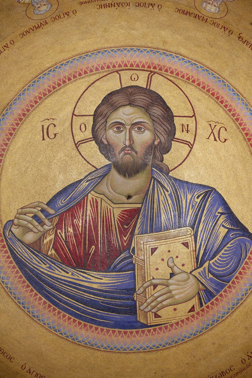 Chiesa del Santo Sepolcro, soffitto del Catholicon, mosaico di Cristo Pantocratore, Gerusalemme, Israele da Unbekannt