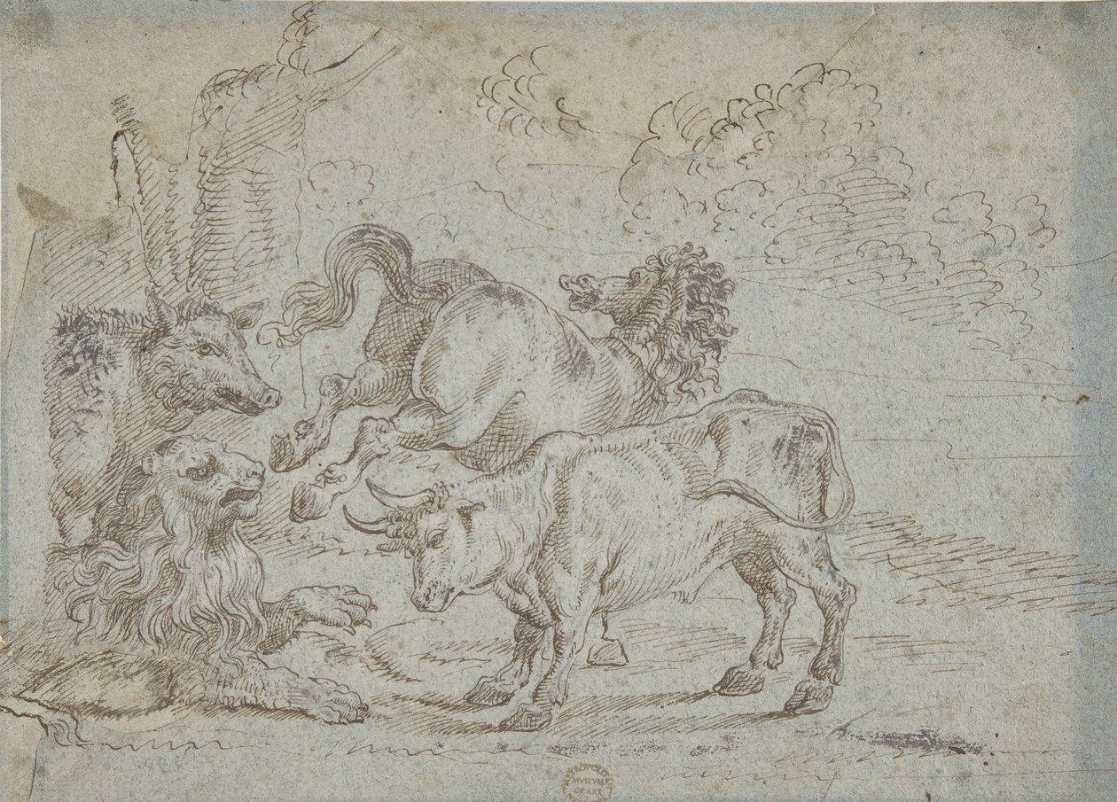 Cavallo, toro, leone e cinghiale, XVII secolo da Unbekannt