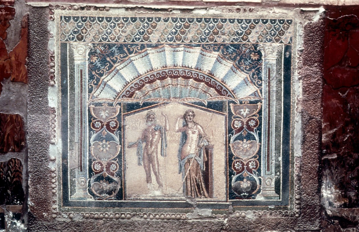 Casa di Nettuno e Anfitrite, mosaico romano, Ercolano, c69 da Unbekannt