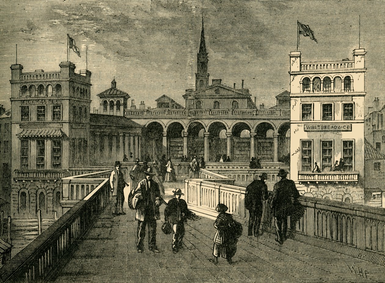 Mercato di Hungerford, dal ponte, nel 1850, 1881 da Unbekannt