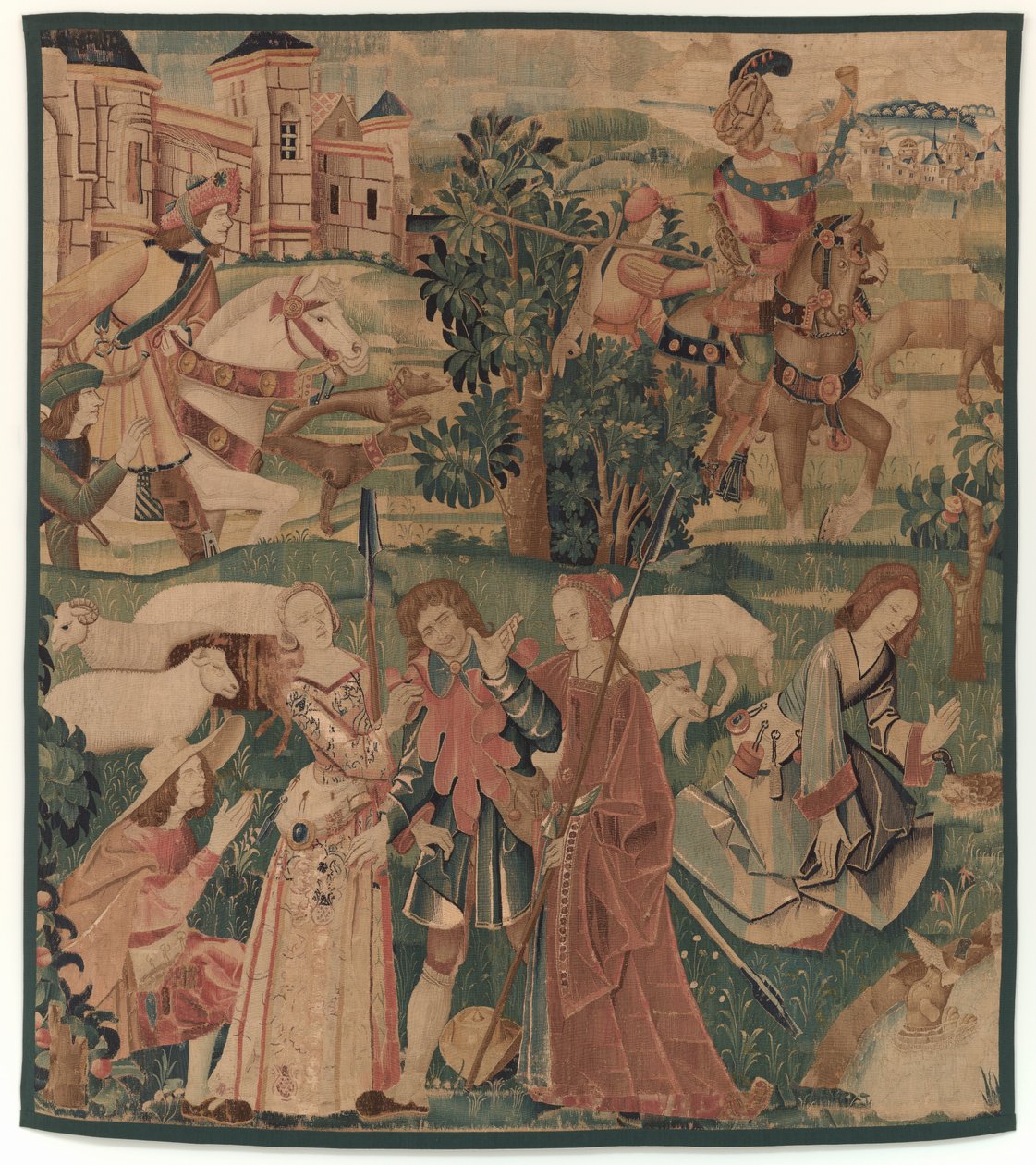 Scene di caccia e pastorali, con un uomo che ride tra le donne, c. 1510 da Unbekannt
