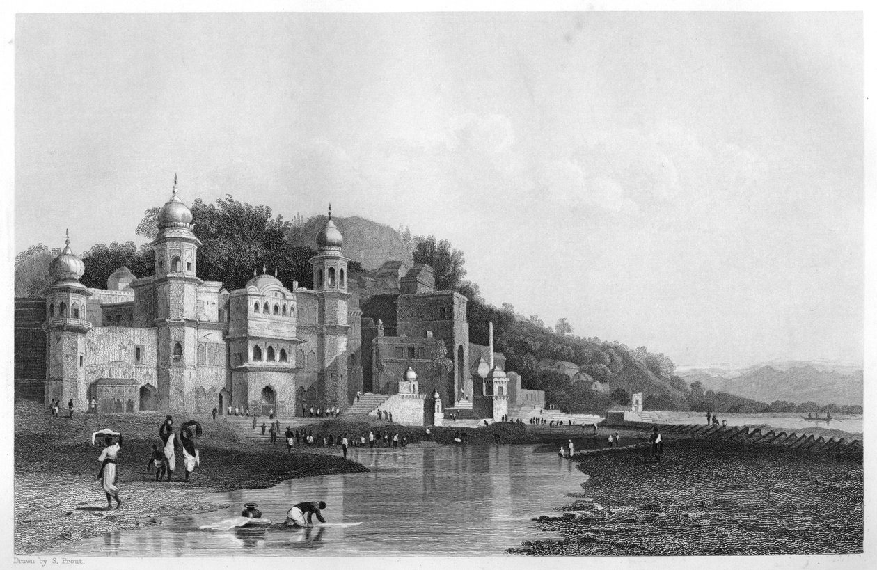 Hurdwar, luogo di pellegrinaggio indù, India, c1860 da Unbekannt