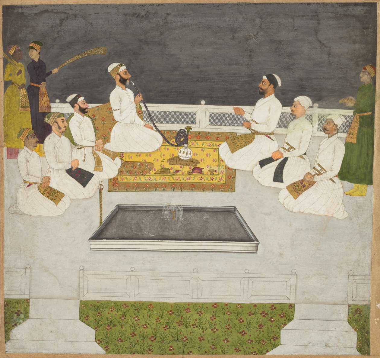 Husain Ali Khan che intrattiene i suoi fratelli, i Sayyid Brothers, c. 1712-19 da Unbekannt