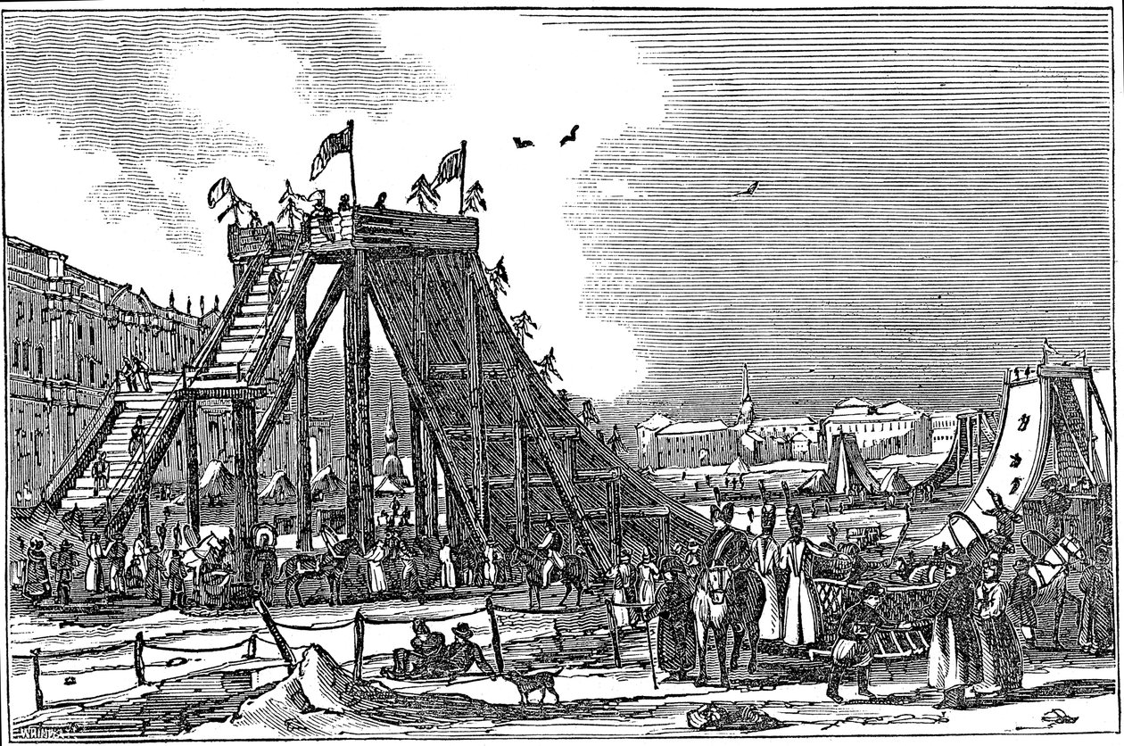Montagna di Ghiaccio, pista di slittino artificiale, Russia, 1833 da Unbekannt
