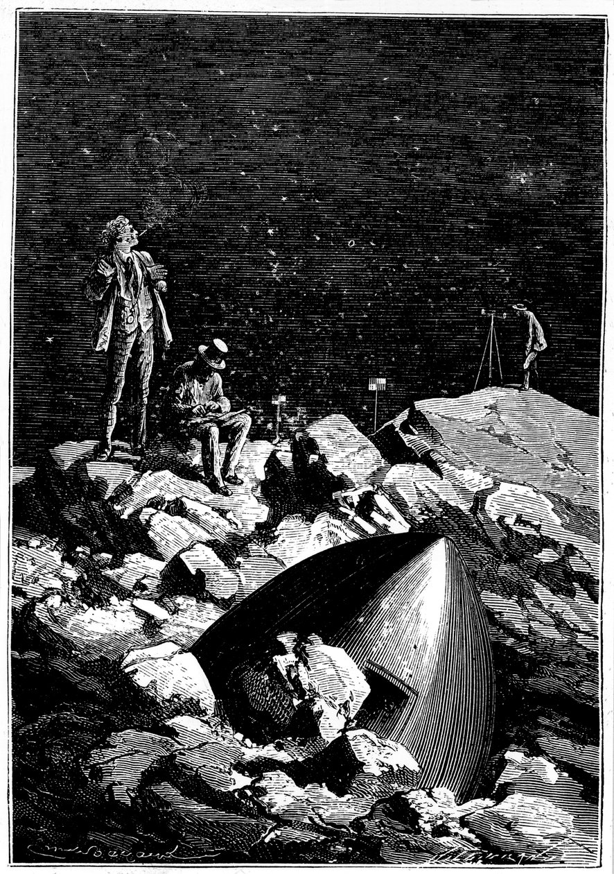 Illustrazione da Dalla Terra alla Luna di Jules Verne, 1865 da Unbekannt