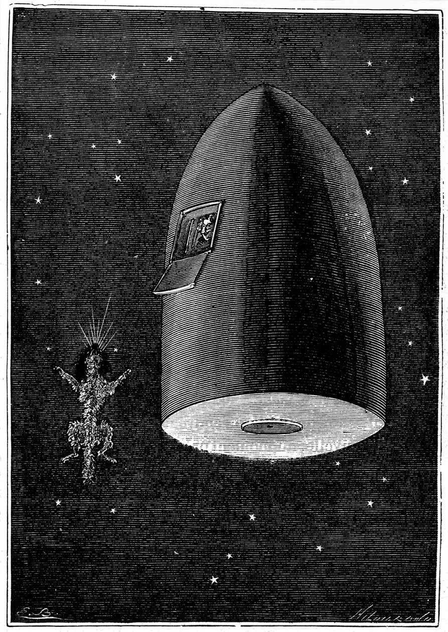 Illustrazione da Dalla Terra alla Luna di Jules Verne, 1865 da Unbekannt